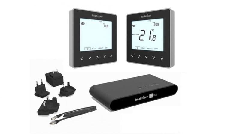 Heatmiser neoKit2 Thermostat & Hub Kit, Black